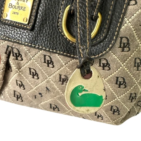 Dooney & Bourke Monogram Quilted Satchel Canvas Leather Bag